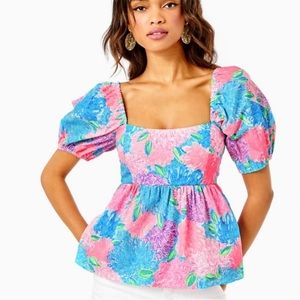NWOT Lilly Pulitzer Kay Babydoll Top in Beach House Blooms
